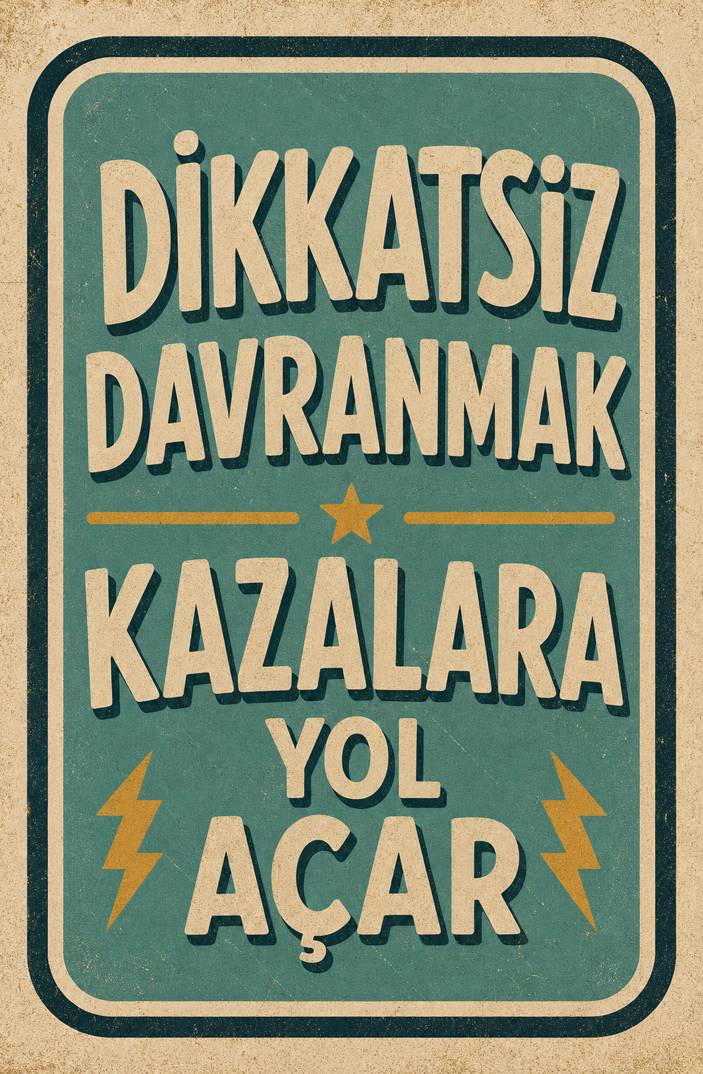 Dikkatsiz Davranmak Kazalara Yol Açar Ahşap Poster 1447