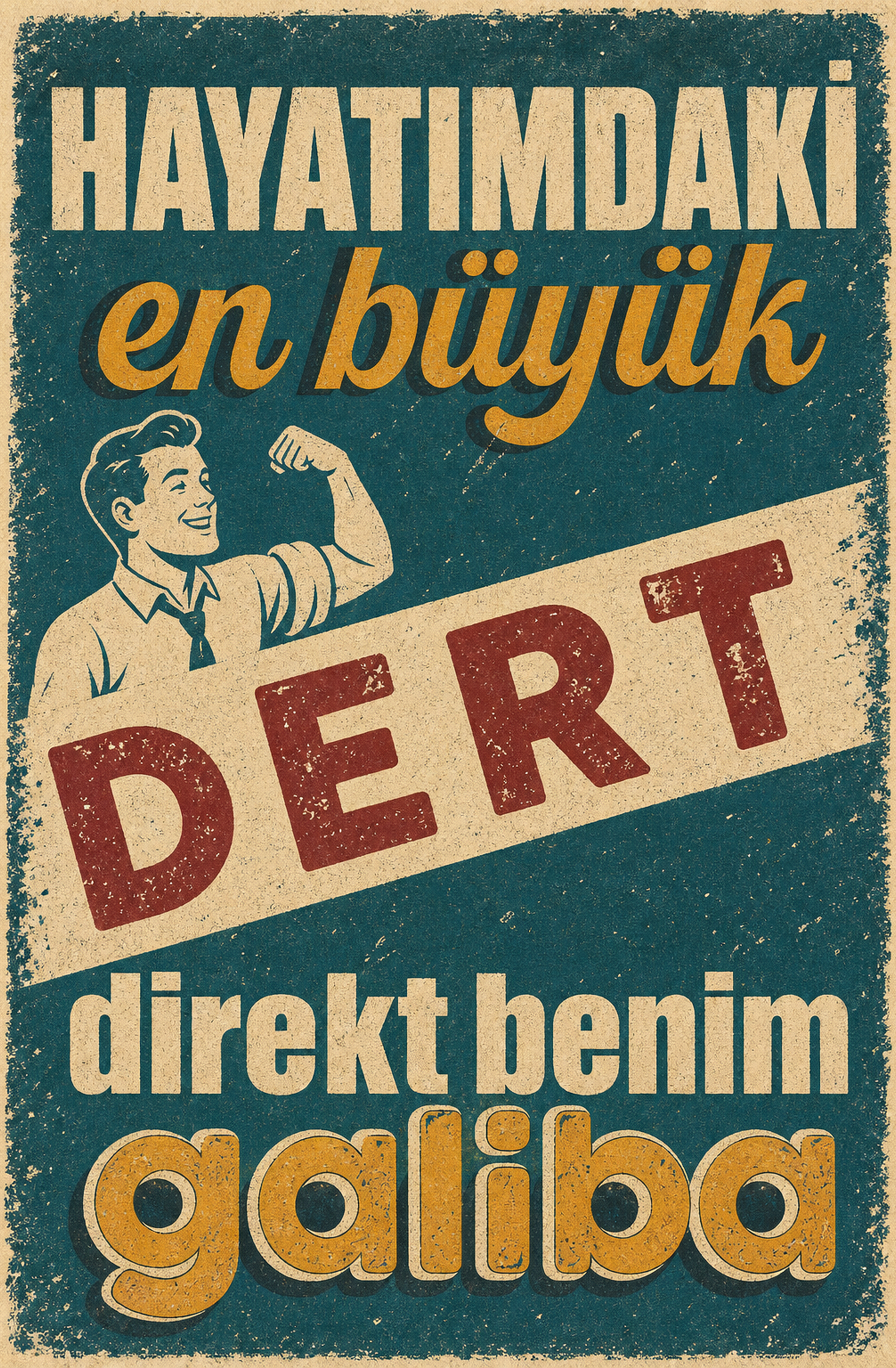 Hayatımdaki En Büyük Dert Direkt Benim Galiba Ahşap Poster 1450