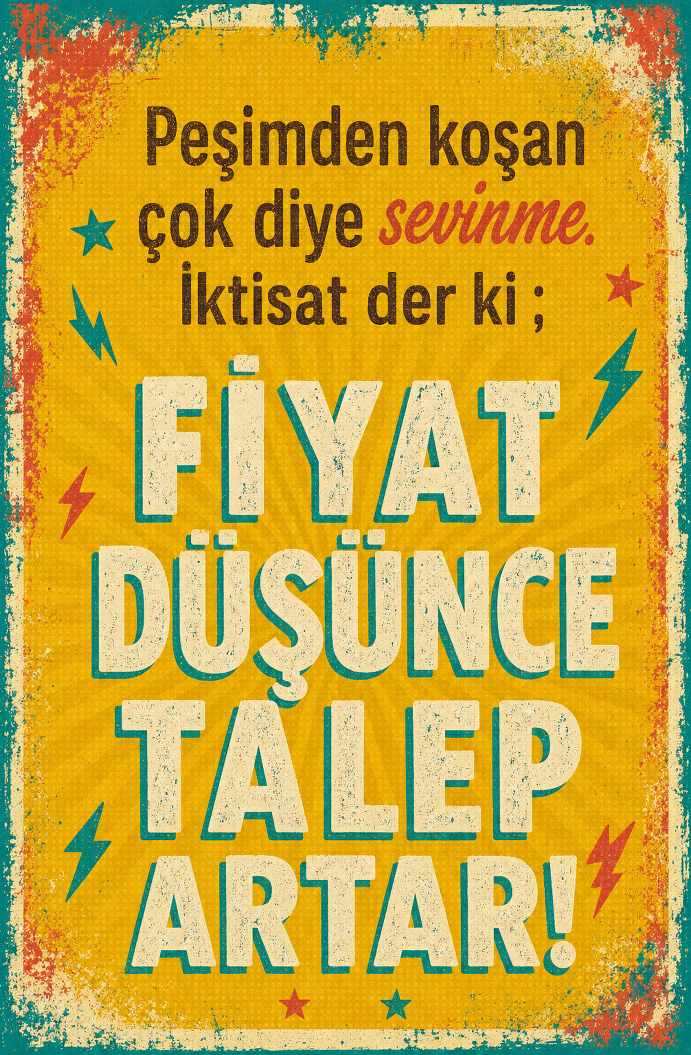 Peşimden Koşan Çok Diye Sevinme. İktisat Der Ki; Fiyat Düşünce Talep Artar! Ahşap Poster 1474