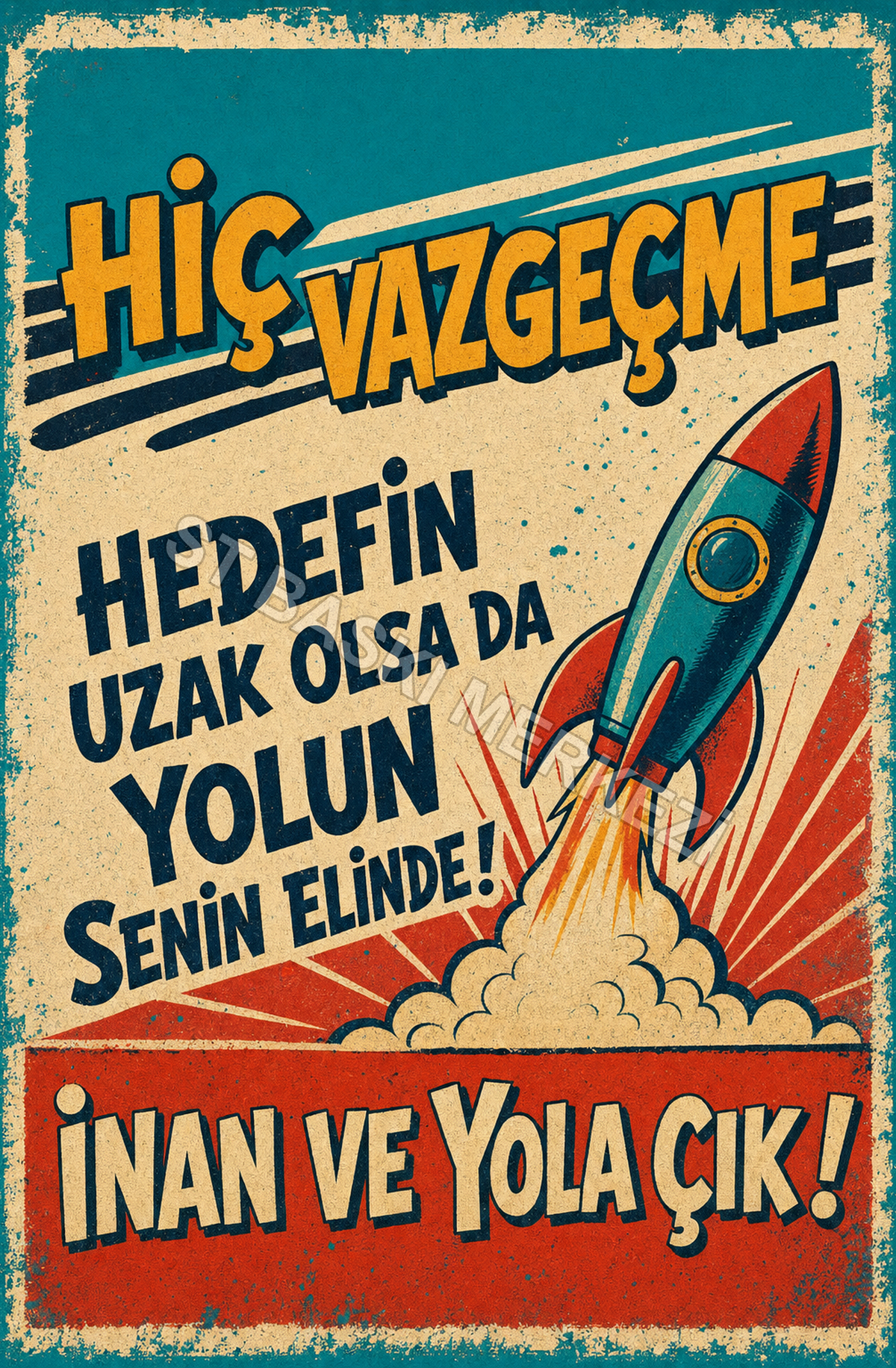 Hiç Vazgeçme Hedefin Uzak Olsa Da Yolun Senin Elinde! İnan Ve Yola Çık! Ahşap Poster 1482