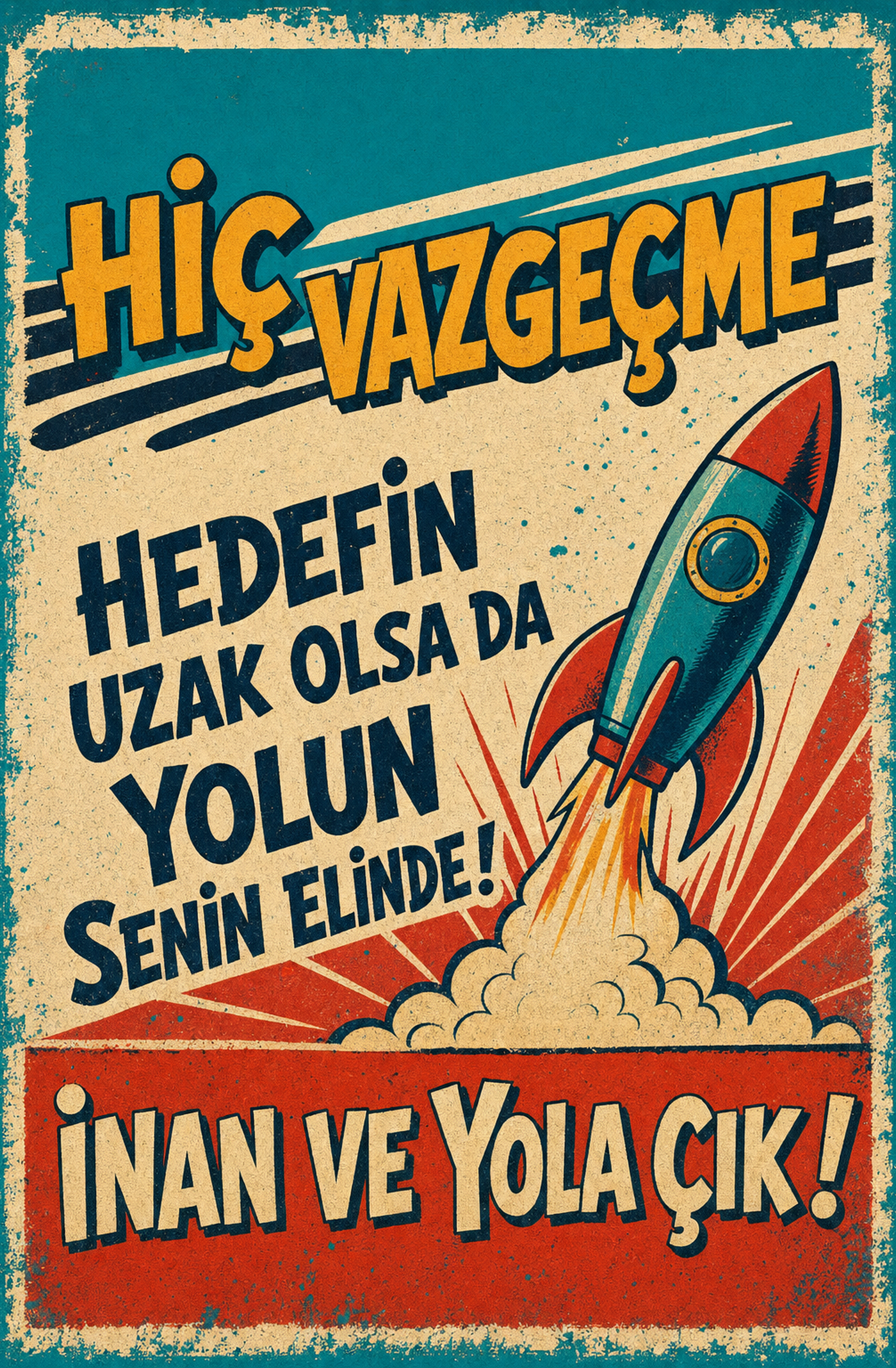 Hiç Vazgeçme Hedefin Uzak Olsa Da Yolun Senin Elinde! İnan Ve Yola Çık! Ahşap Poster 1482