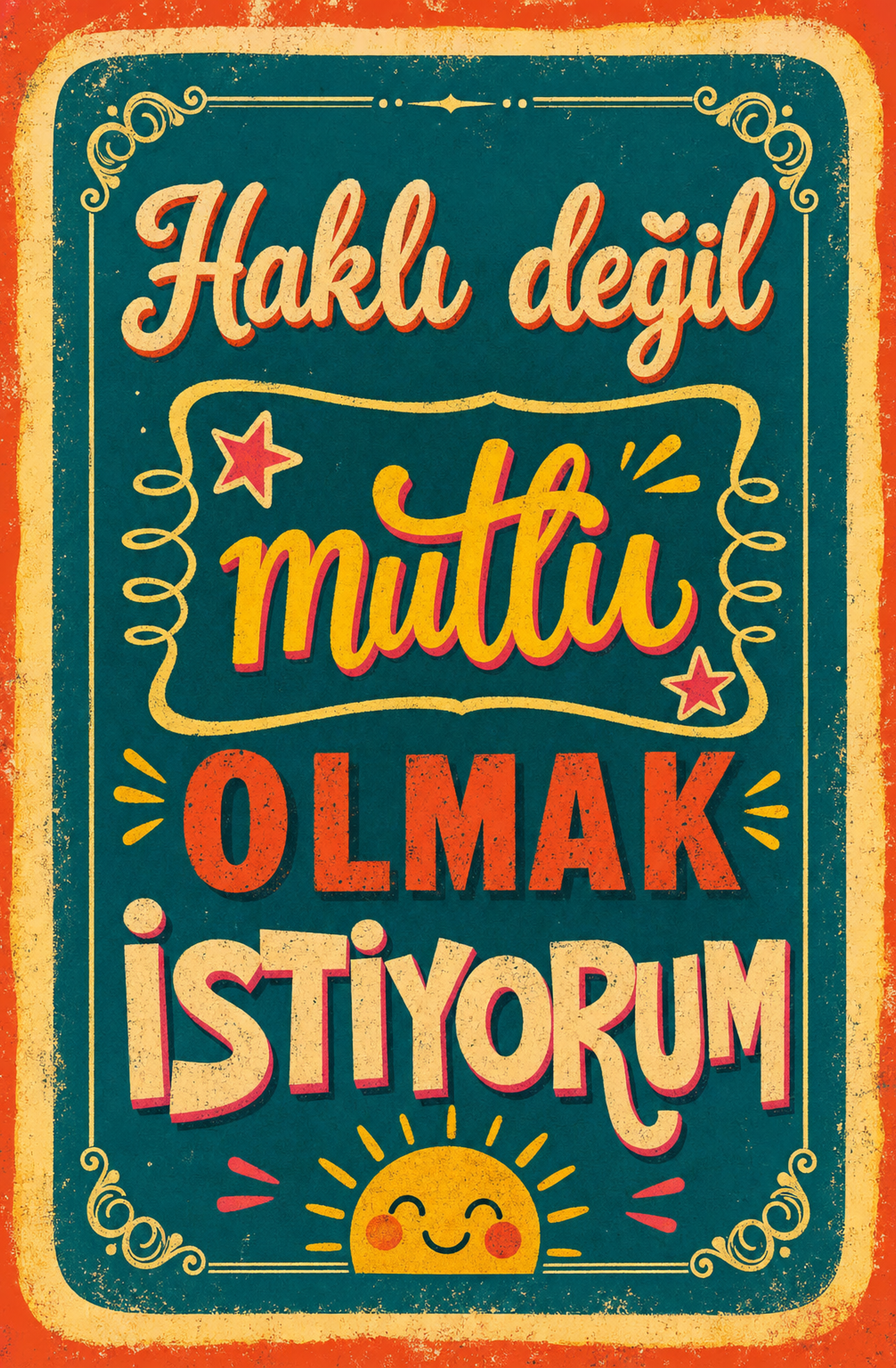 Haklı Değil Mutlu Olmak İstiyorum Ahşap Poster 1487