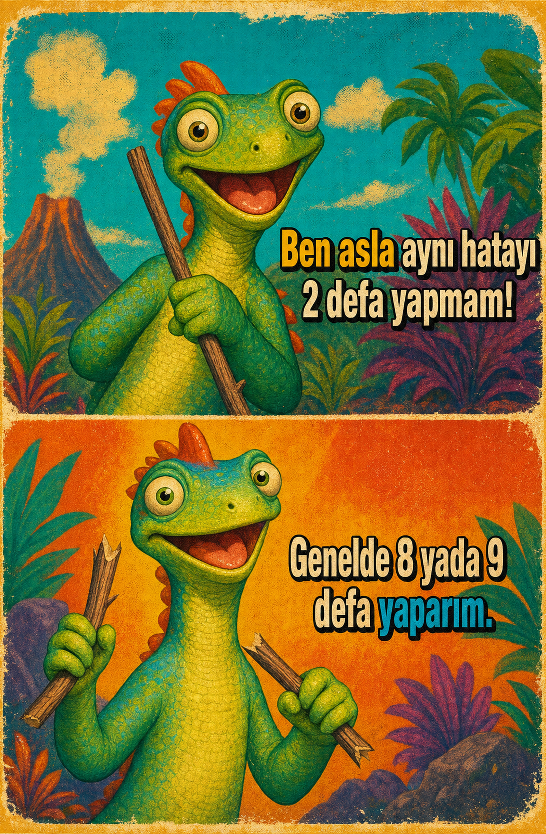 Ben Asla Aynı Hatayı 2 Defa Yapmam! Genelde 8 Yada 9 Defa Yaparım Ahşap Poster 1488