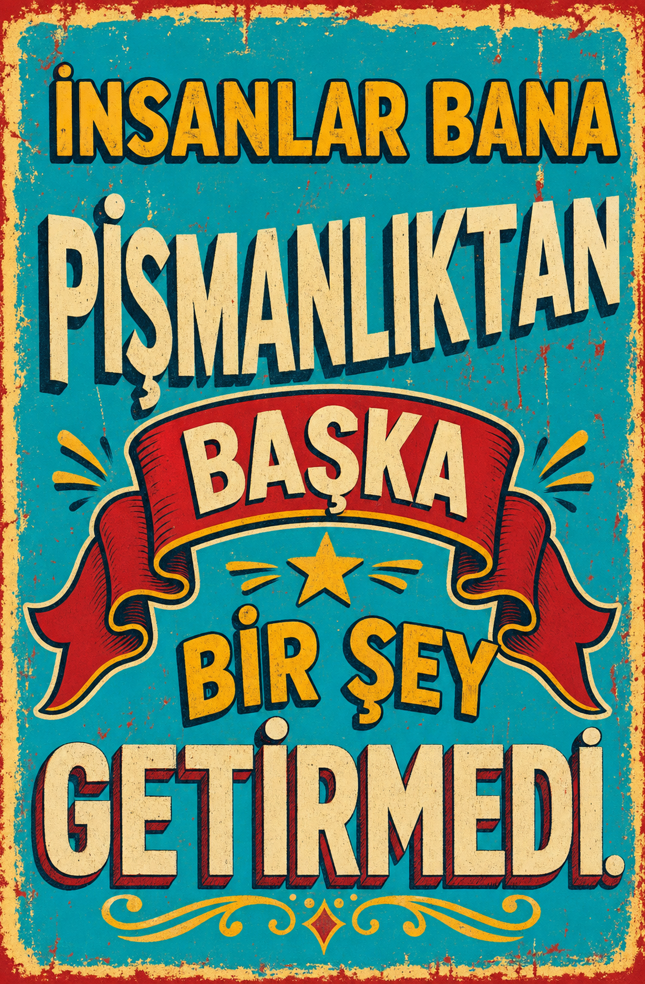 İnsanlar Bana Pişmanlıktan Başka Bir Şey Getirmedi Ahşap Poster 1491