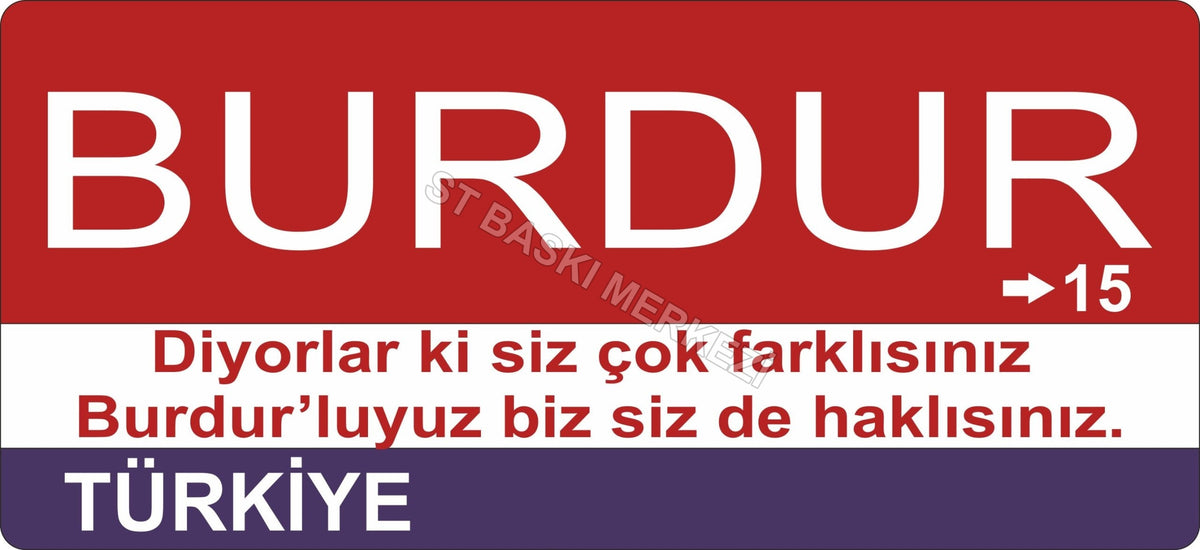 Burdur Sokak Tabelası Ahşap Poster 11x24cm