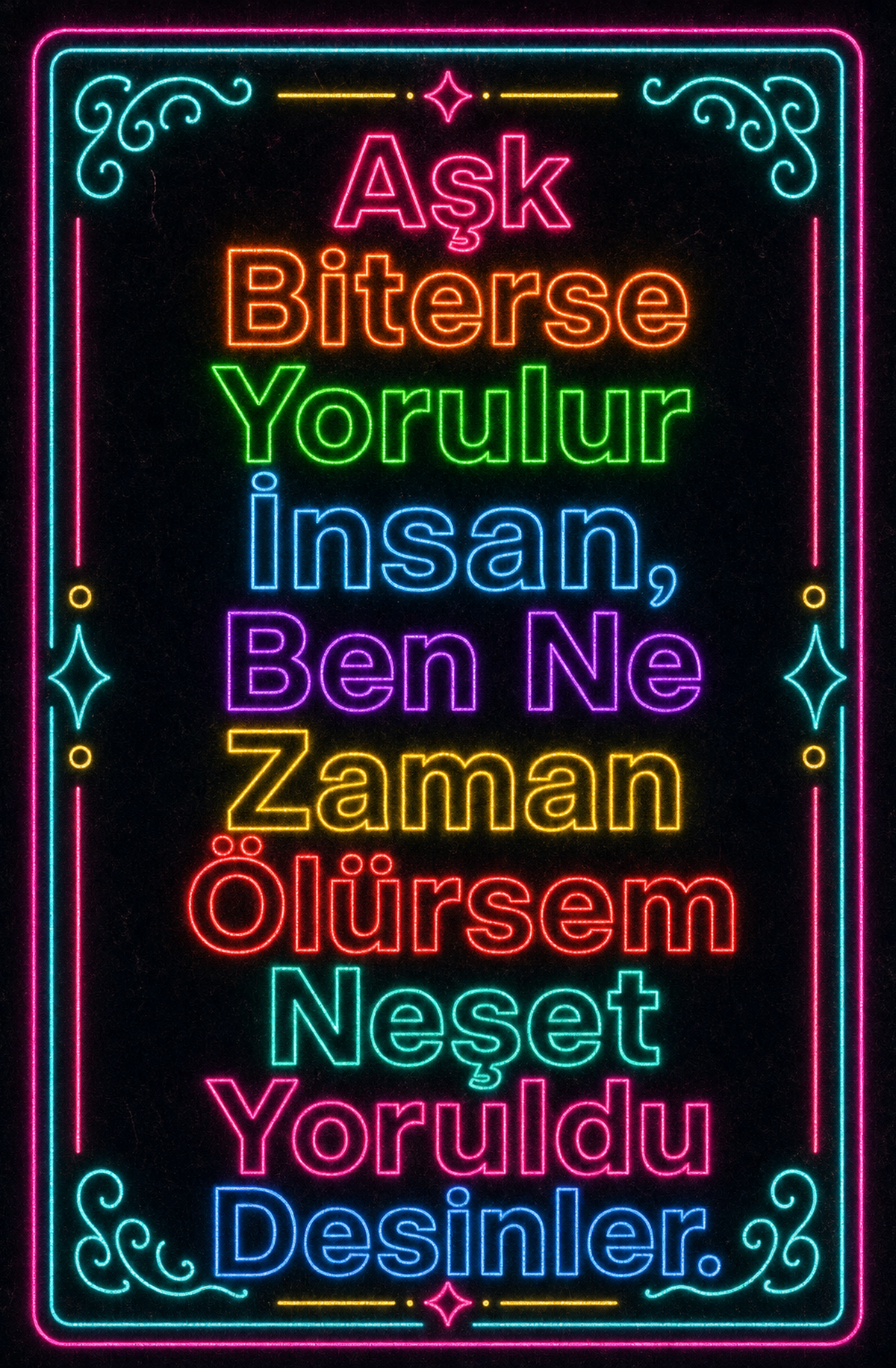 Aşk Biterse Yorulur İnsan, Ben Ne Zaman Ölürsem Neşet Yoruldu Desinler Ahşap Poster 1523