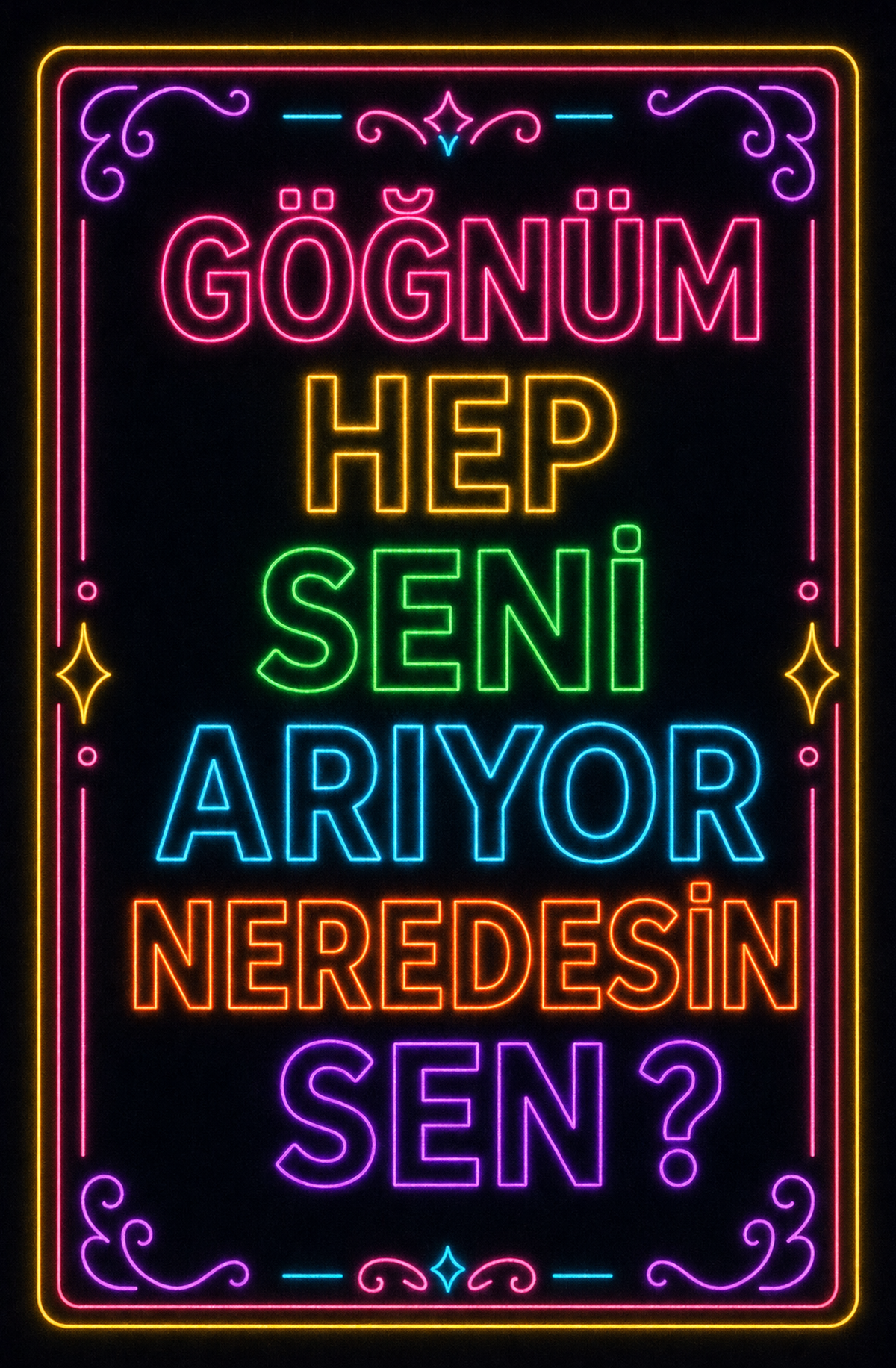 Göğnüm Her Seni Arıyor Neredesin Sen ? Ahşap Poster 1526