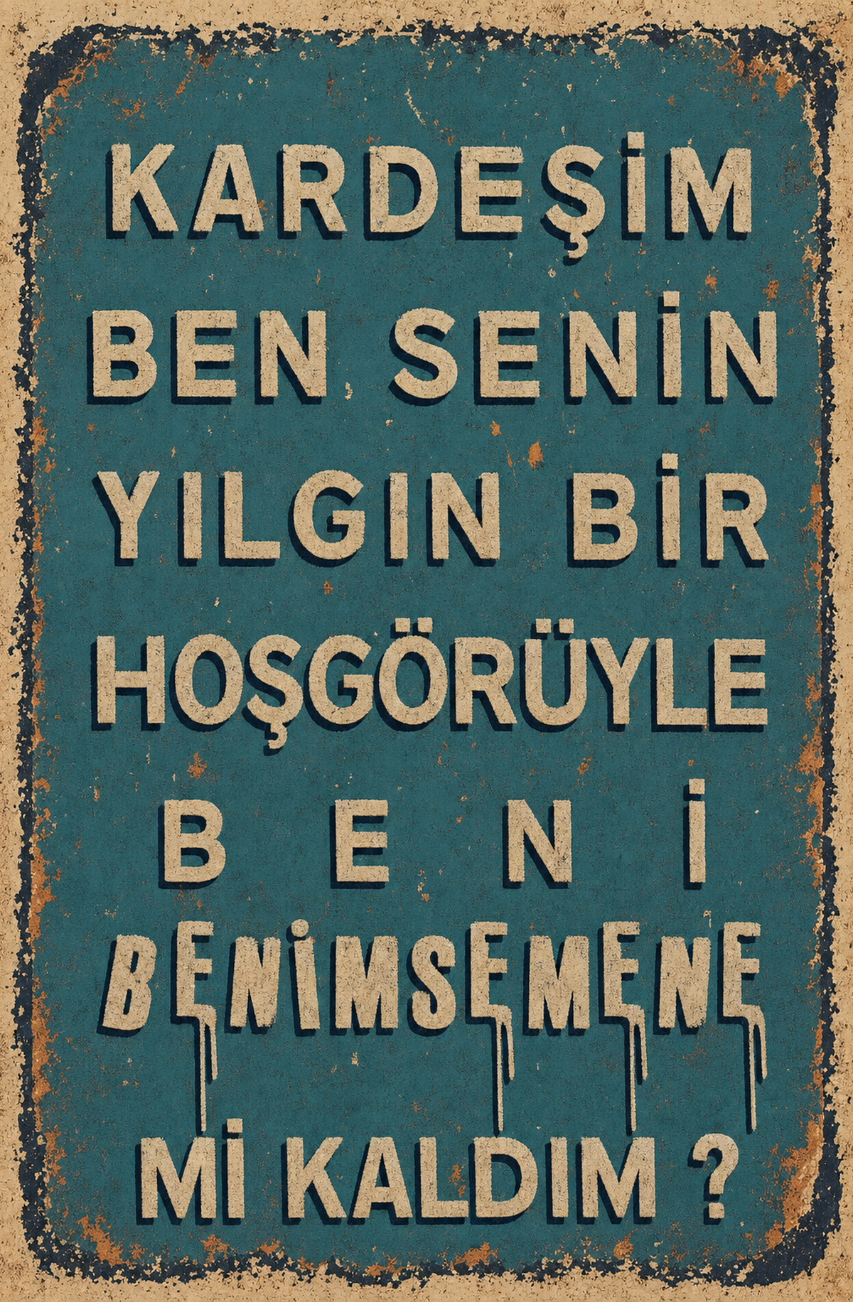 Kardeşim Ben Senin Yılgın Bir Hoşgörüyle B E N İ Benimsemene Mi Kaldım ? Ahşap Poster 1551