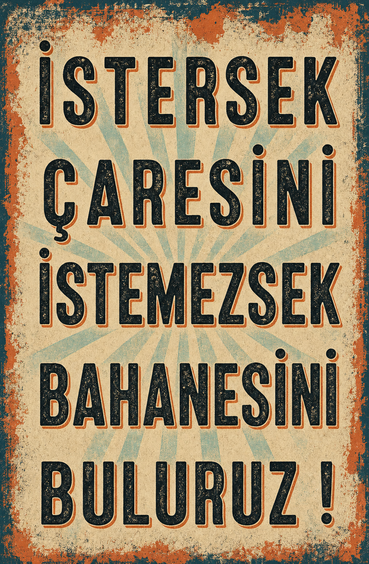 İstersen Çaresini İstemezsek Bahanesini Buluruz! Ahşap Poster 1556