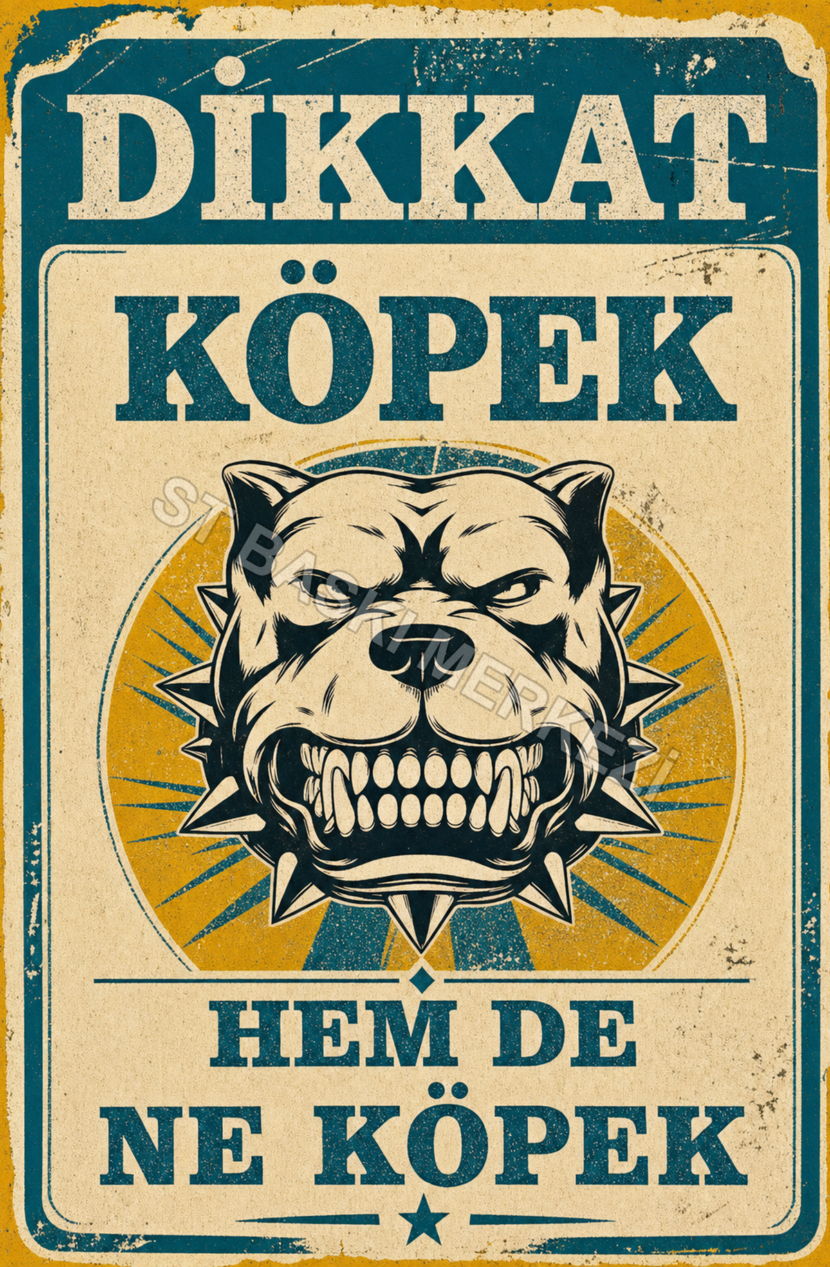 Dikkat Köpek Hem De Ne Köpek Ahşap Poster 1567