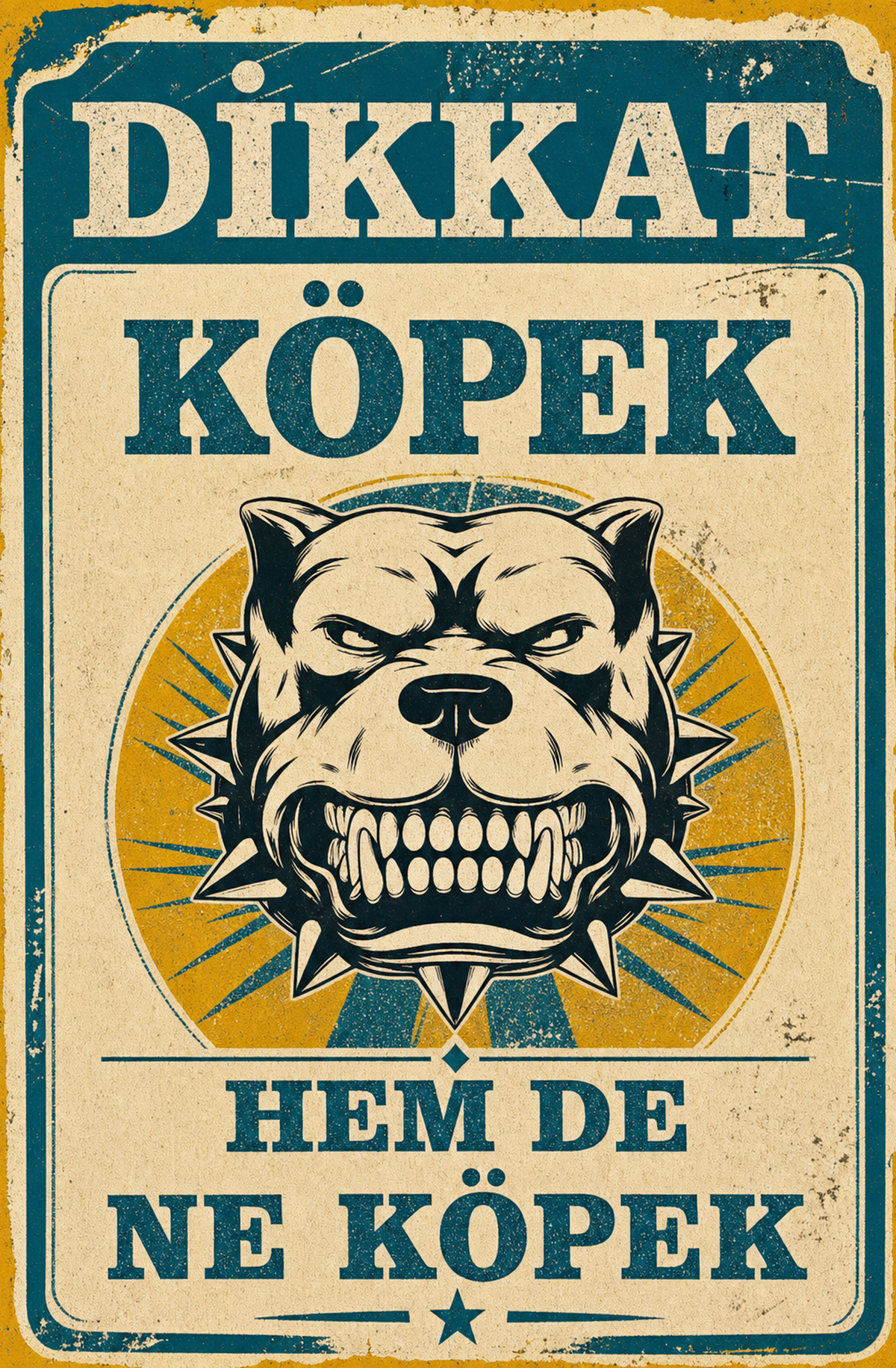 Dikkat Köpek Hem De Ne Köpek Ahşap Poster 1567