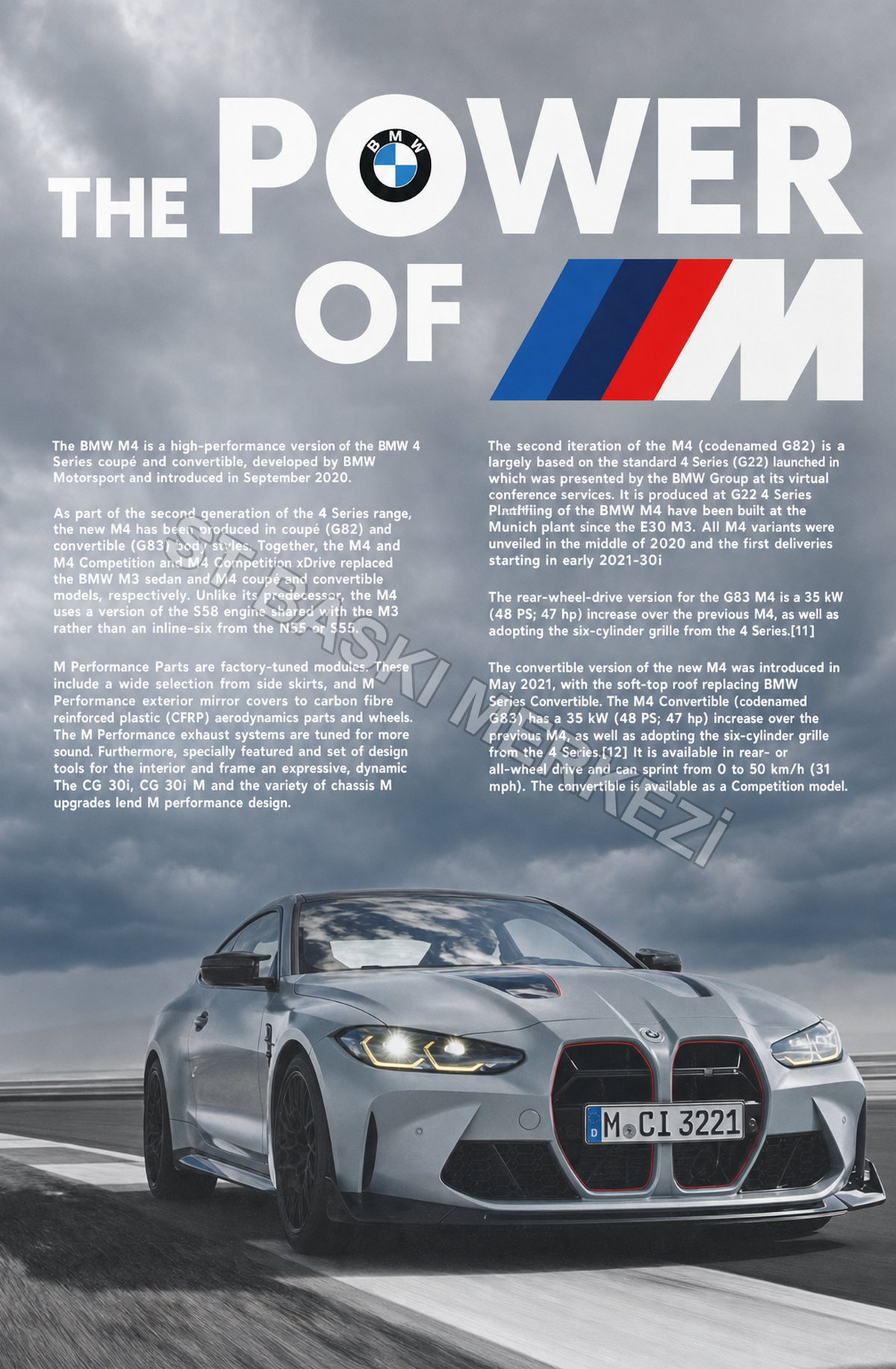 The Power Of M The Bmw M4 İs A High-performance Version Of The Bmw 4 Series Coupé And Convertible, Developed By Bmw Motorsport And İntroduced İn September 2020. As Part Of The Second Generation Of The 4 Series Range, The New M4 Has Been Ahşap Poster 1577