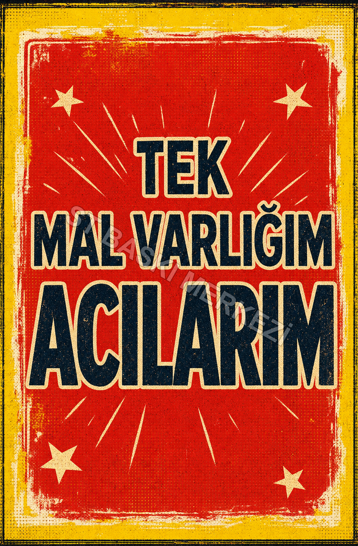 Tek Mal Varlığım Acil Alarm Ahşap Poster 1592