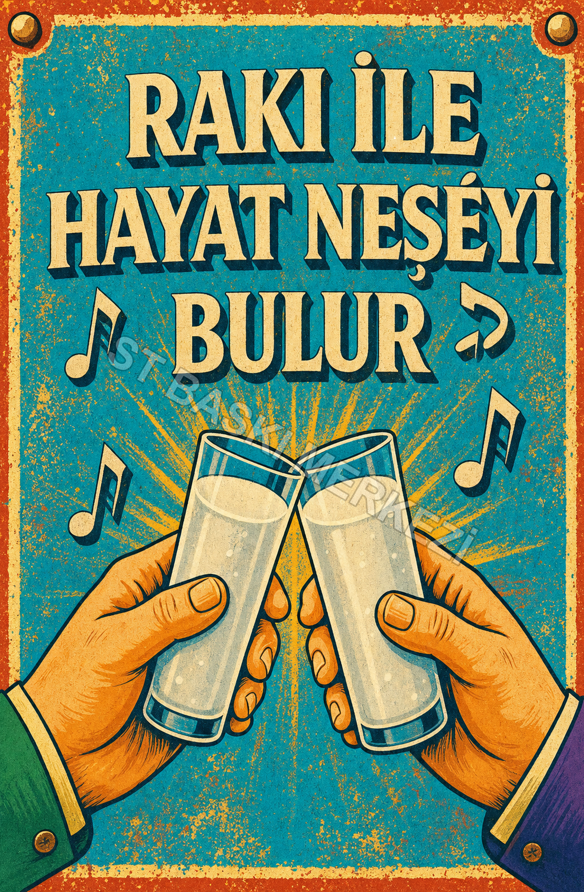Rakı İle Hayat Neşesiyle Bulur Ahşap Poster 1647