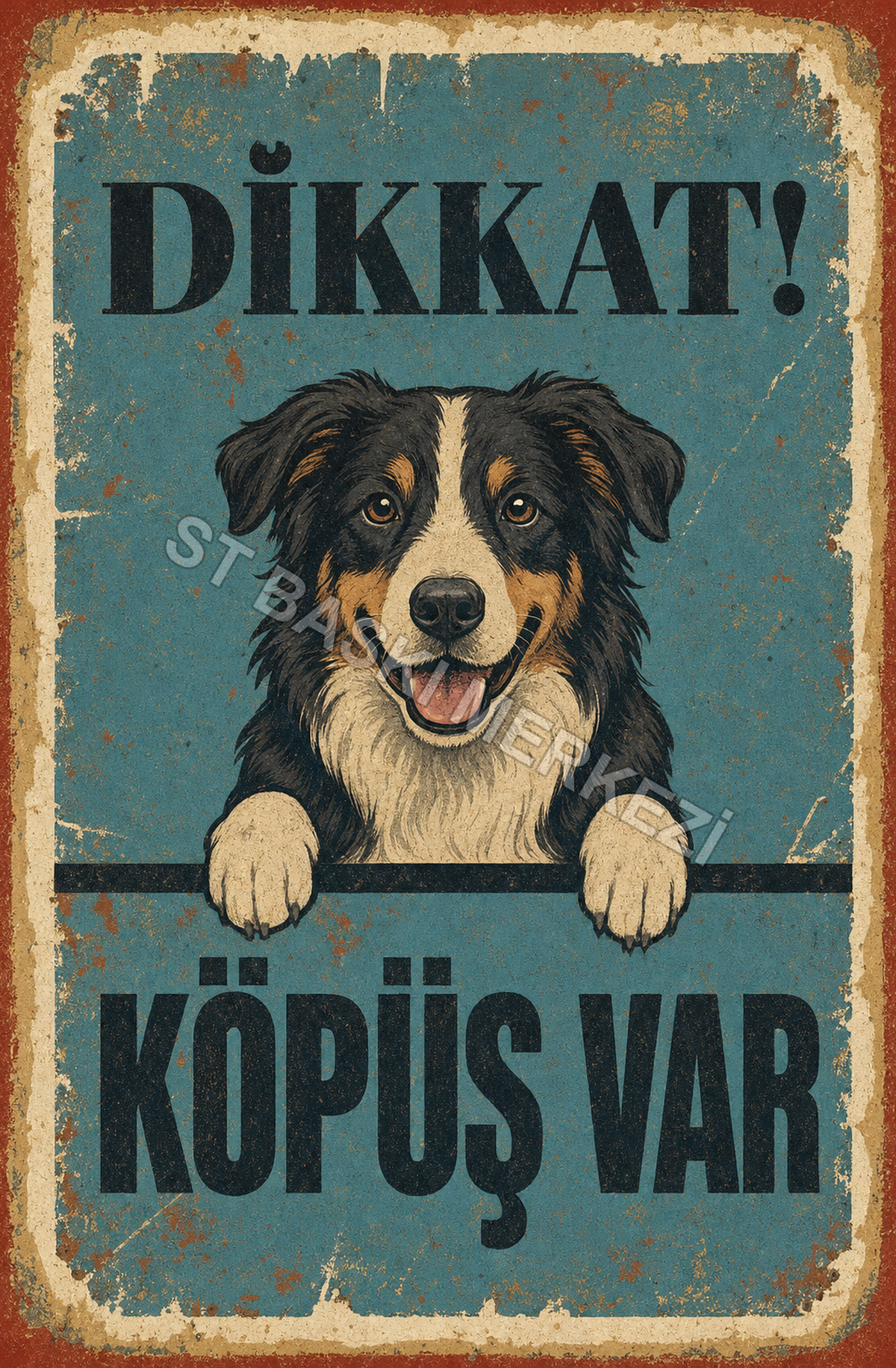 Dikkat! Köpeğis Var Ahşap Poster 1649