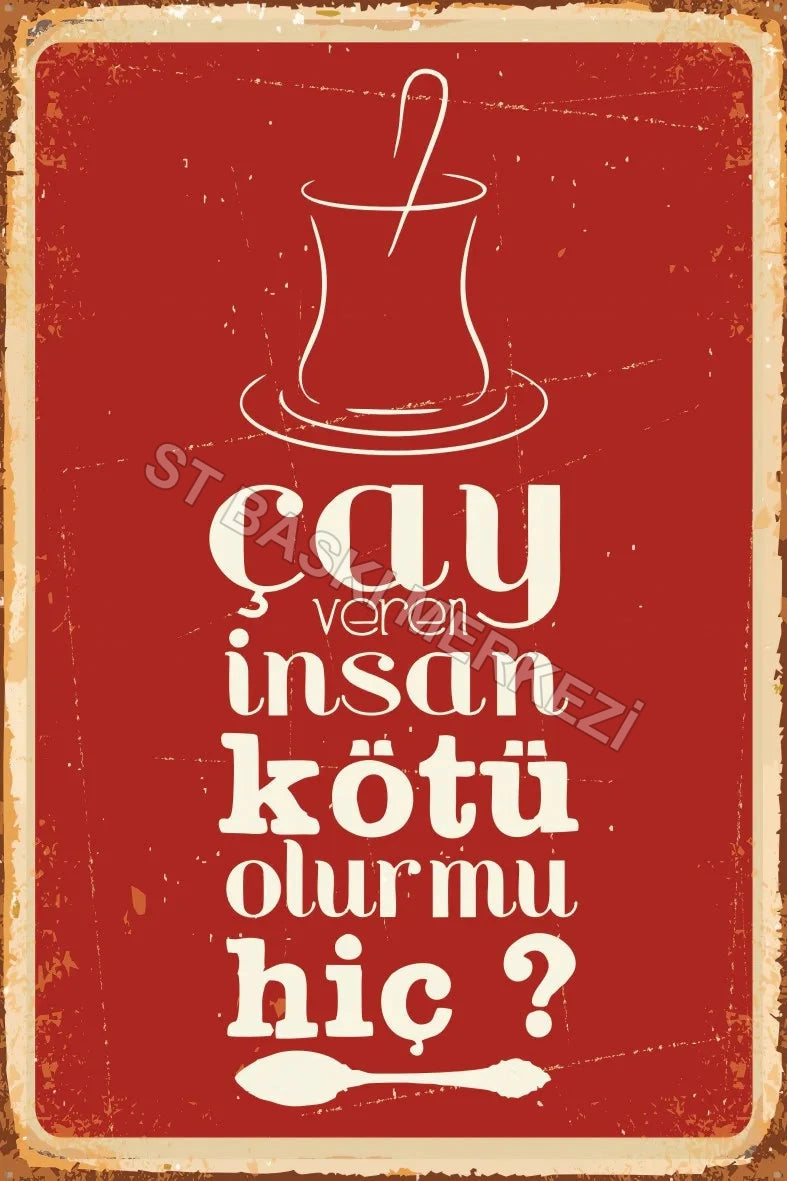 Çay Temalı Retro Ahşap Poster No:619