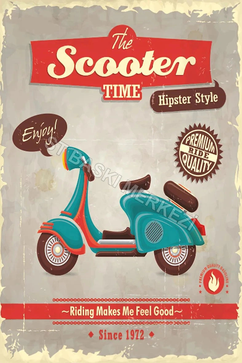 Motosiklet Retro Ahşap Poster No:532