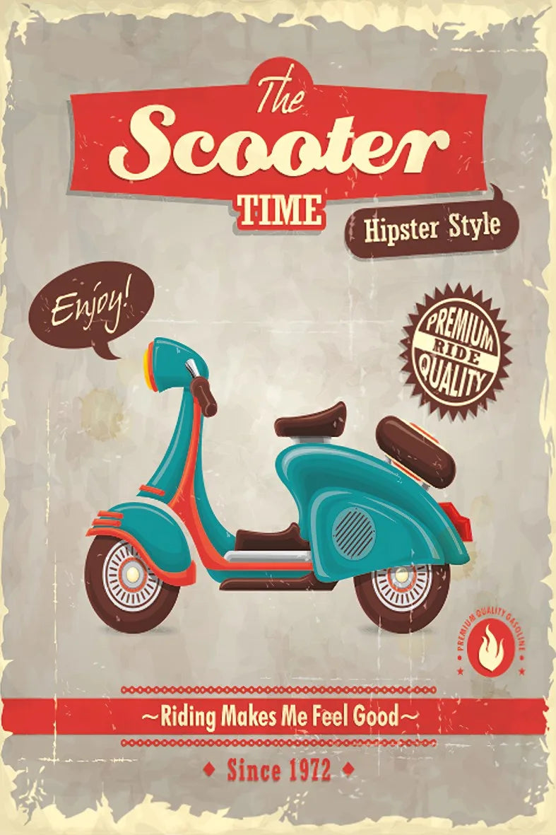 Motosiklet Retro Ahşap Poster No:532