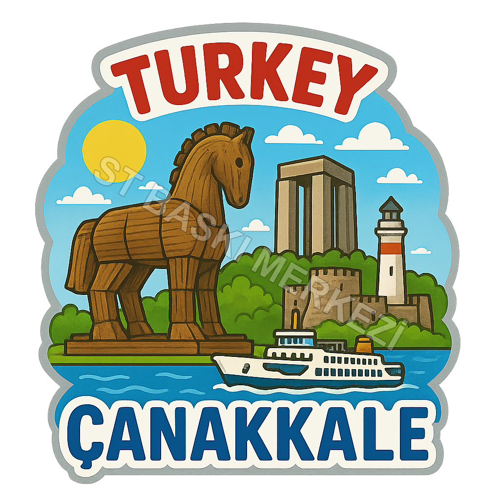 Çanakkale Ahşap Magnet – Toptan UV Baskılı Retro Hediyelik Magnet