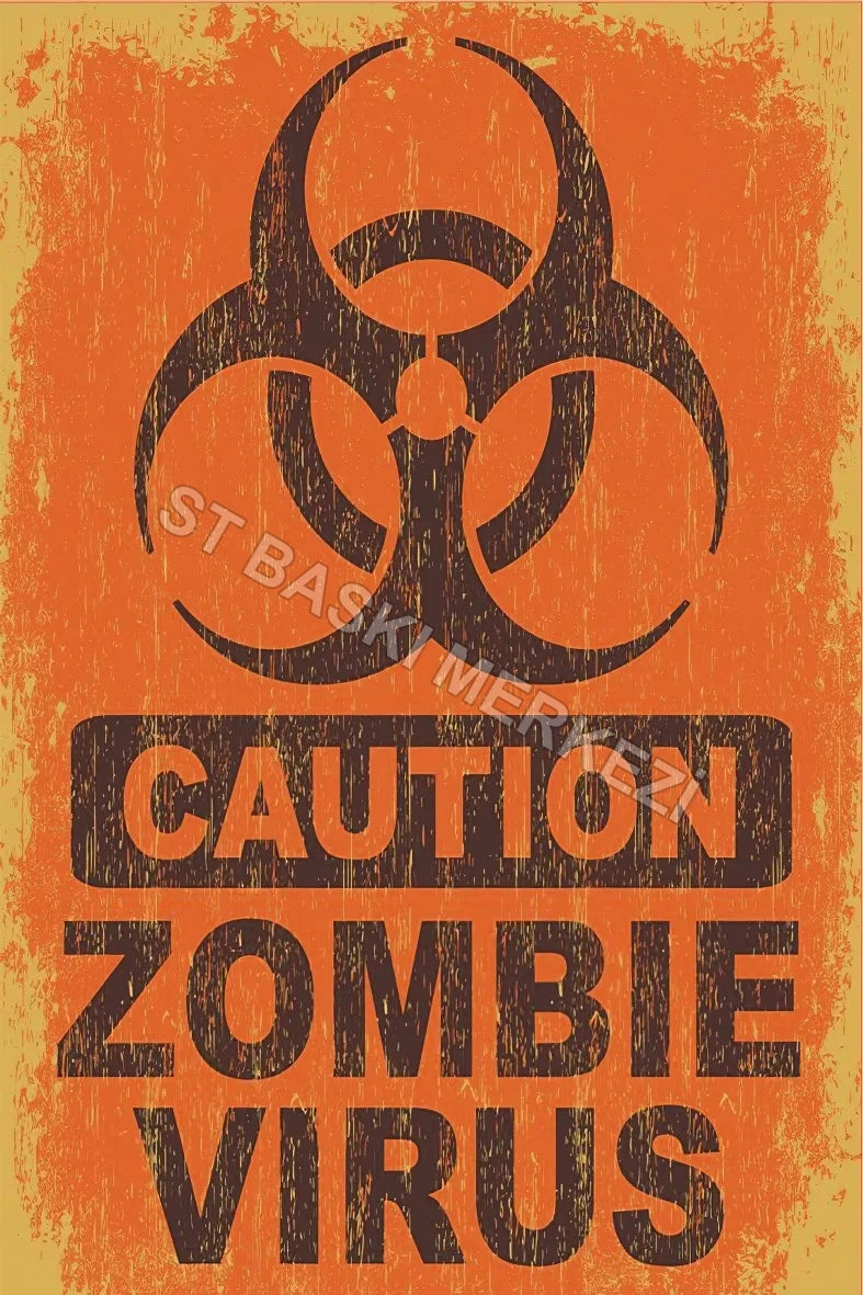 Zombie Virus Retro Ahşap Poster No:864