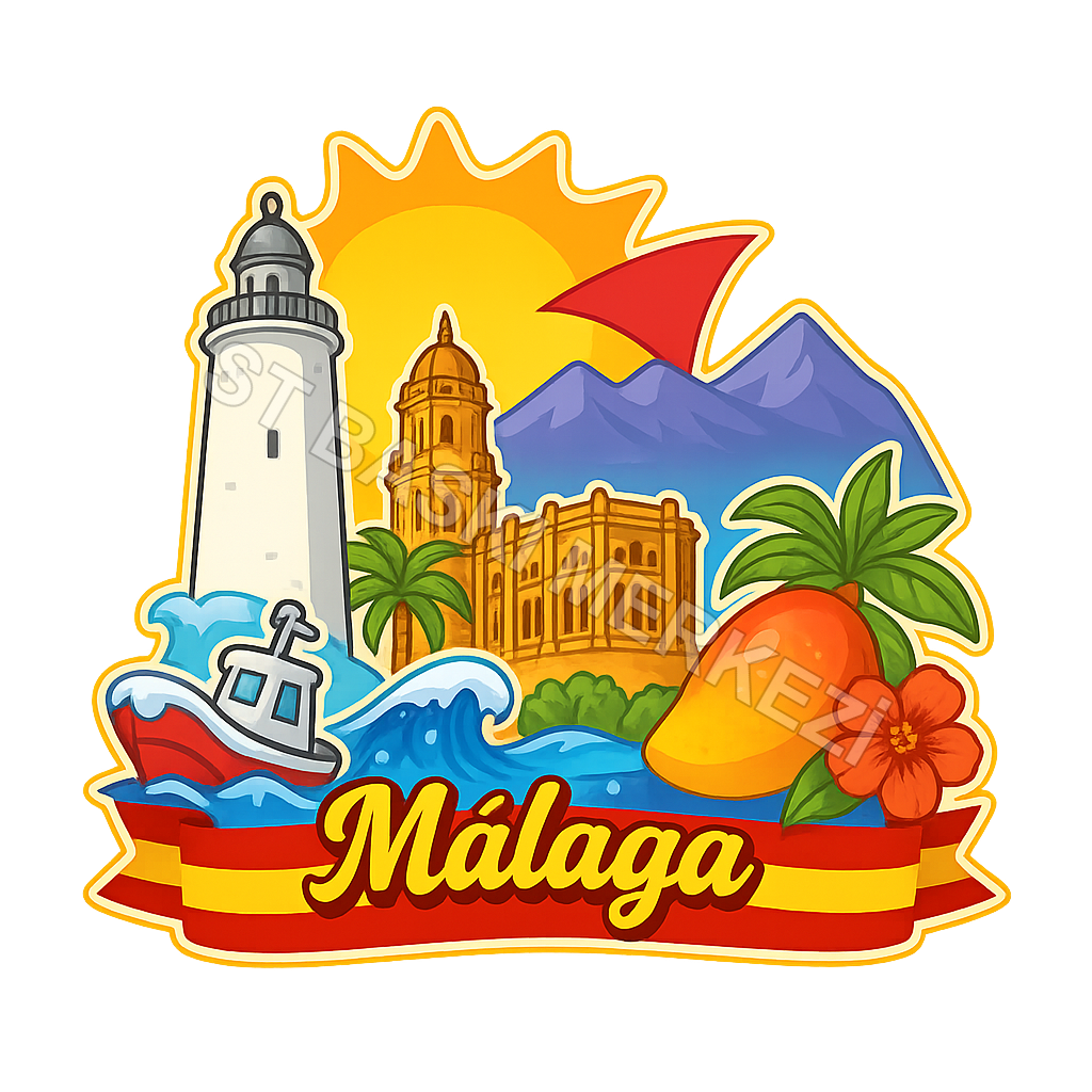 Málaga Ahşap Magnet – Toptan UV Baskılı Retro Hediyelik Magnet