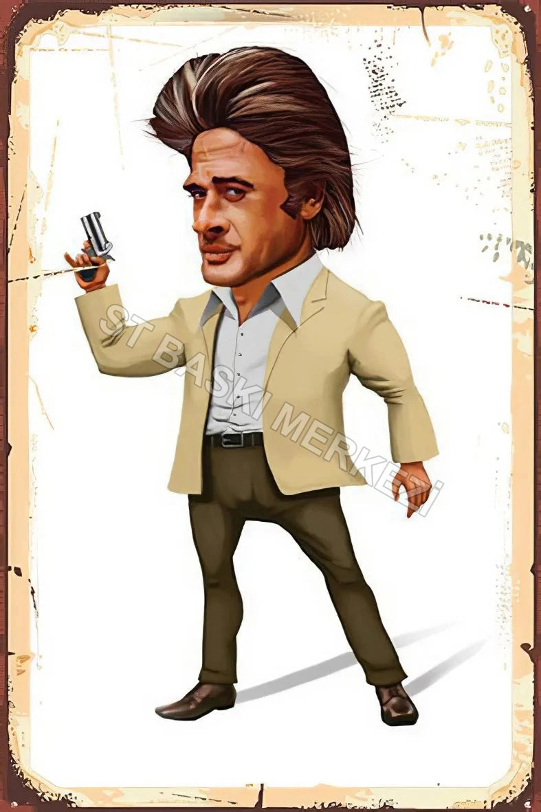 Cüneyt Arkın Retro Ahşap Poster No:128