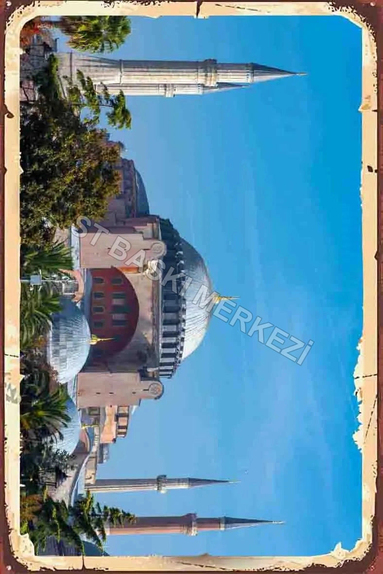 Ayasofya Temalı Retro Ahşap Poster No:1090
