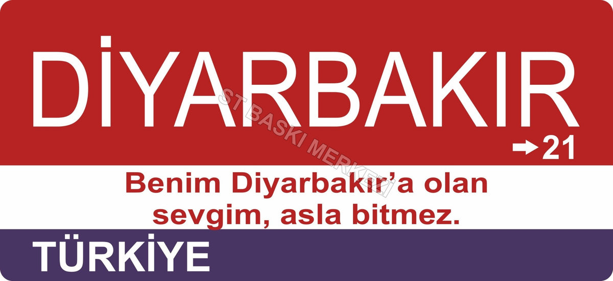 Diyarbakır  Sokak Tabelası Ahşap Poster 11x24cm