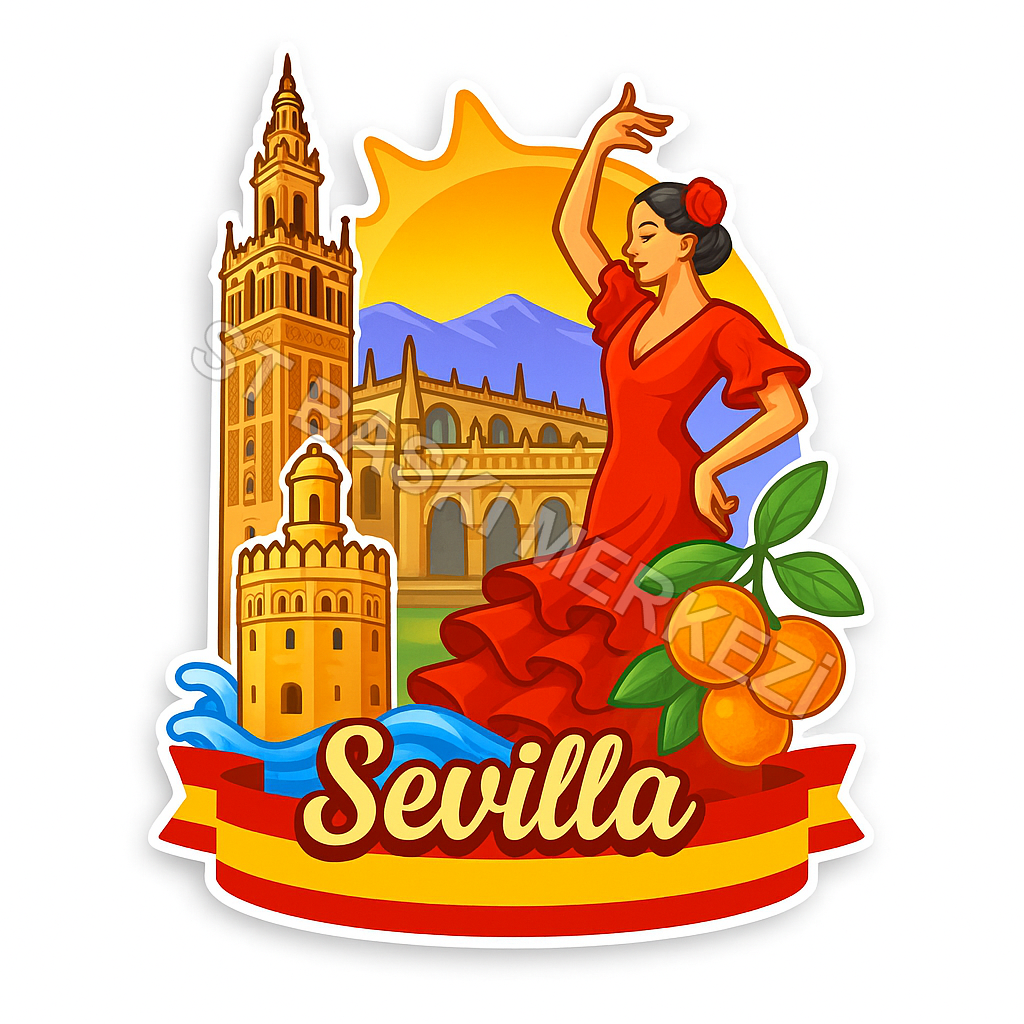 Sevilla Ahşap Magnet – Toptan UV Baskılı Retro Hediyelik Magnet