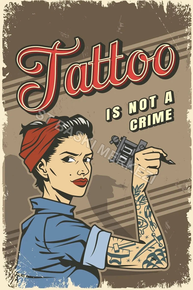 Tattoo Retro Ahşap Poster No:583