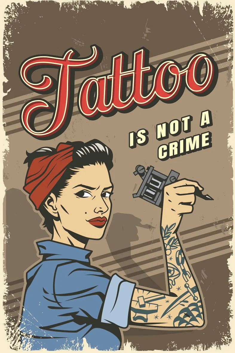 Tattoo Retro Ahşap Poster No:583