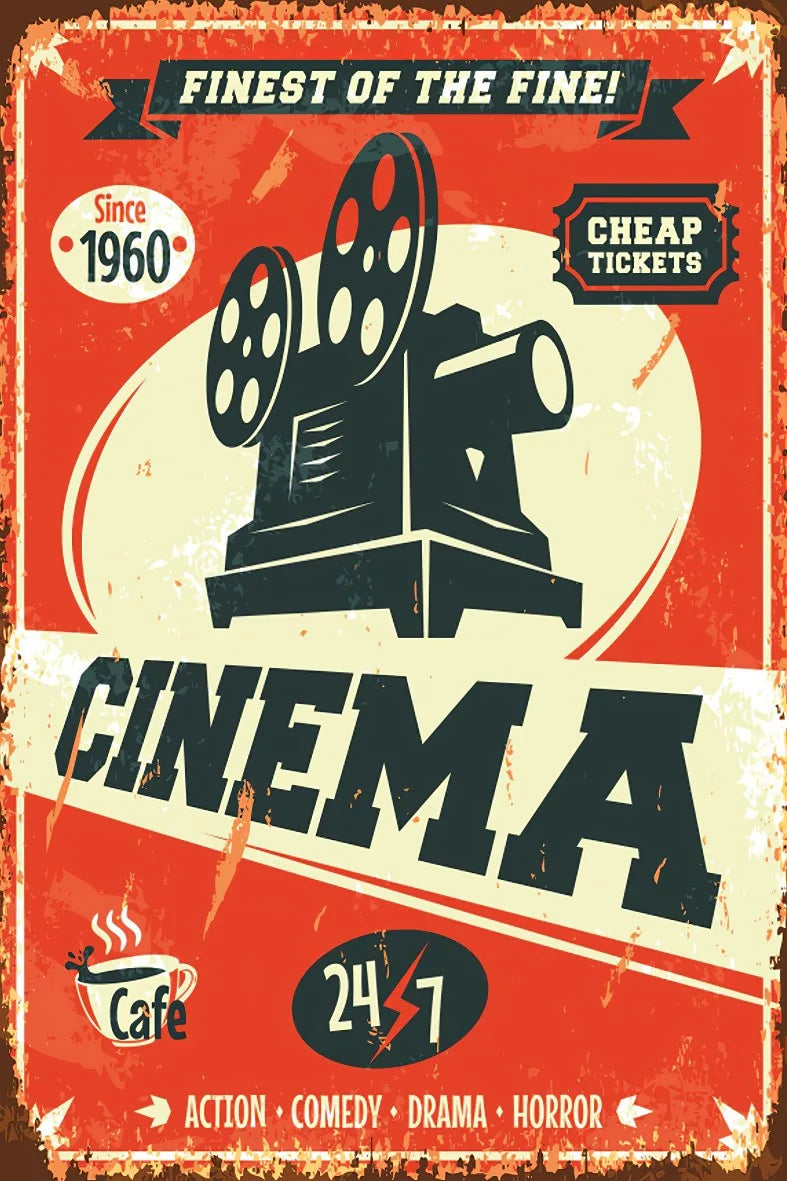 Cinema Retro Ahşap Poster No:612