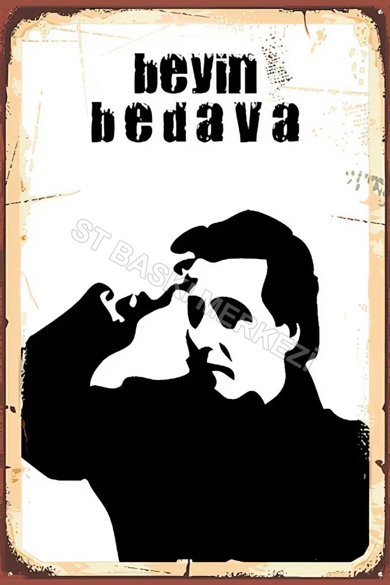 Beyin Bedava Temalı Retro Ahşap Poster No:117