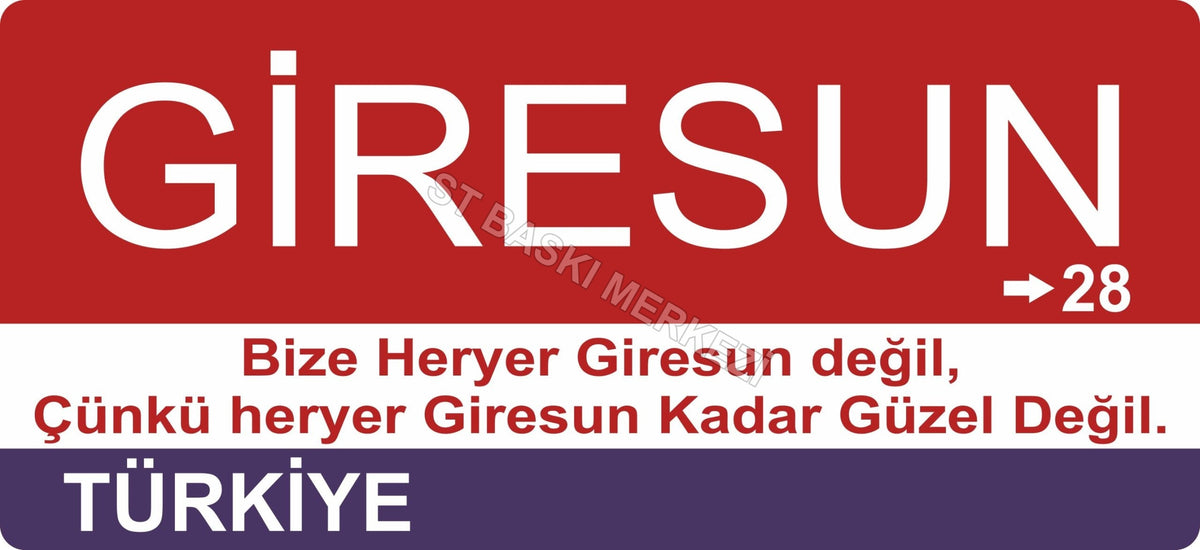 Giresun Sokak Tabelası Ahşap Poster 11x24cm