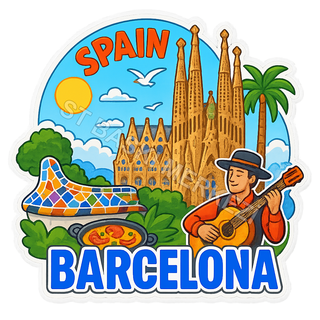 Barcelona Ahşap Magnet – Toptan UV Baskılı Retro Hediyelik Magnet ST Baskı Merkezi