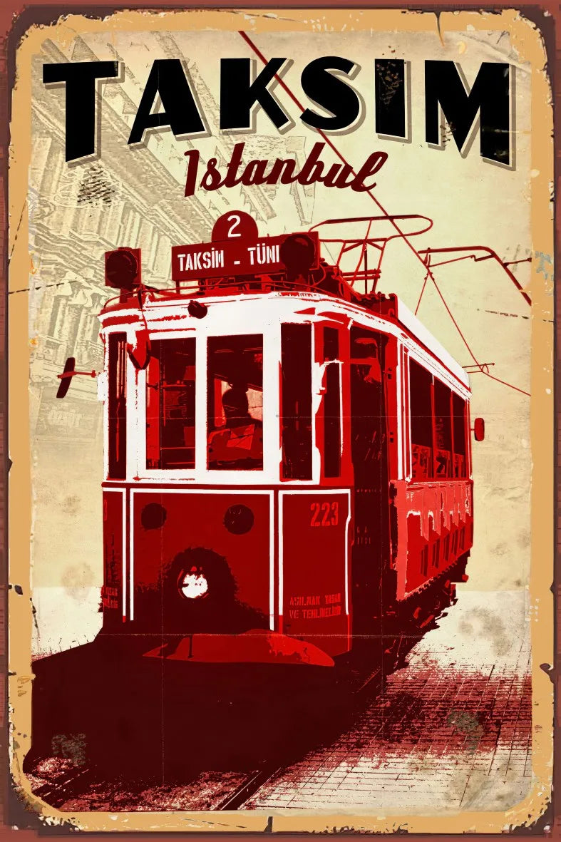 Taksim Retro Ahşap Poster No:730