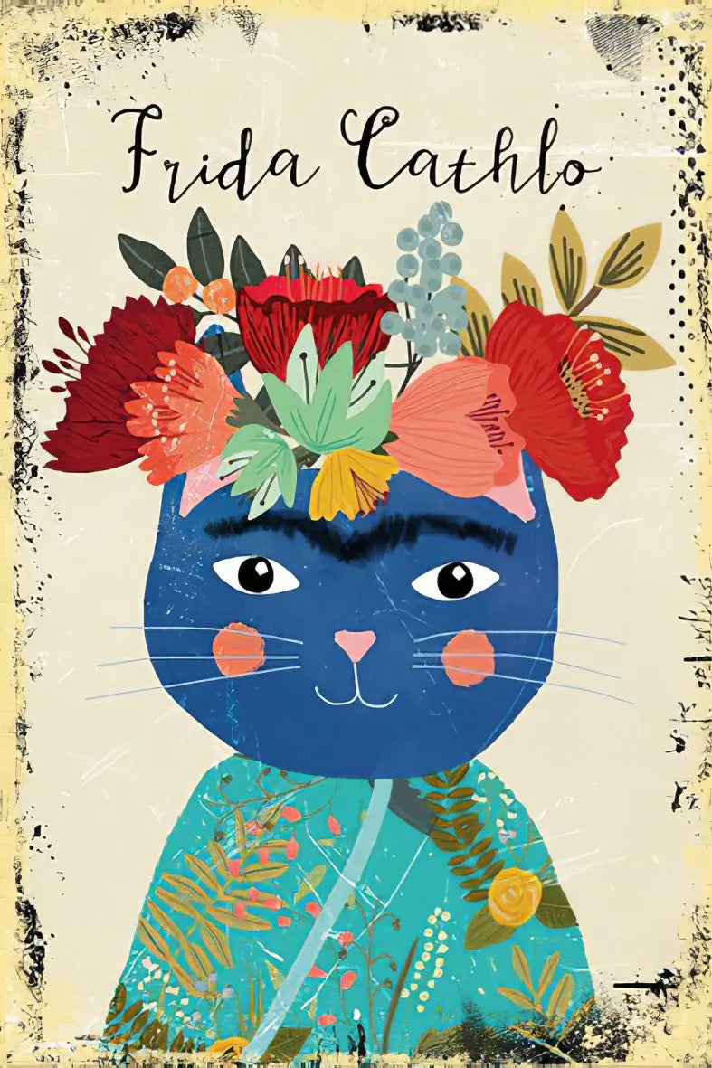 Frida Retro Ahşap Poster No:264