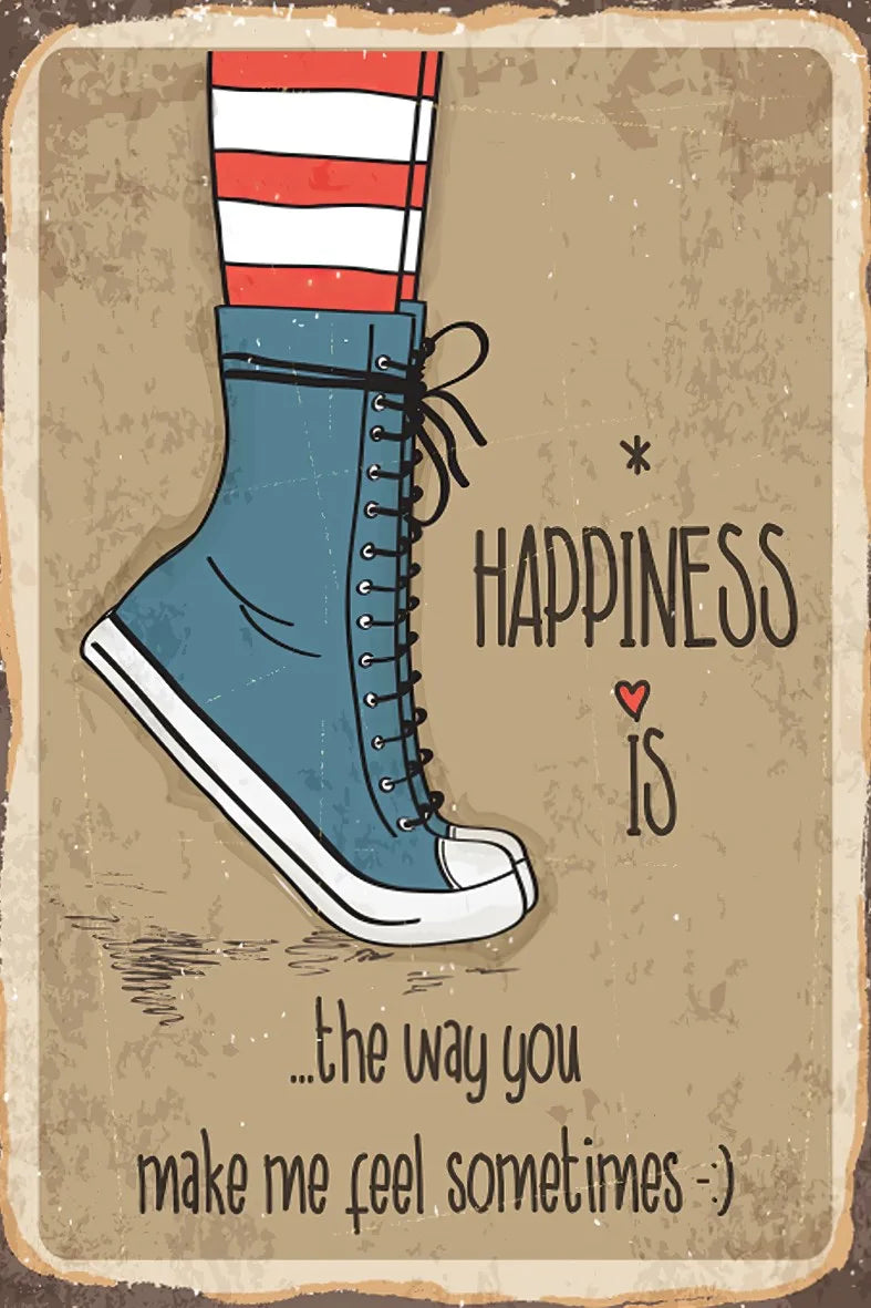 Happiness Retro Ahşap Poster No:631