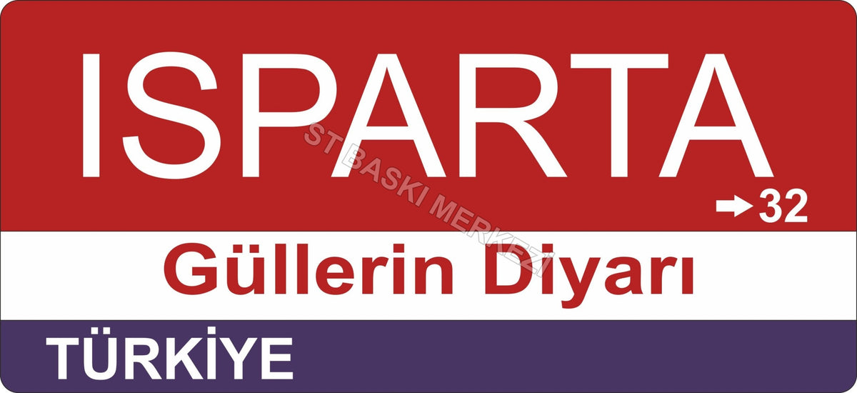 Isparta Sokak Tabelası Ahşap Poster 11x24cm