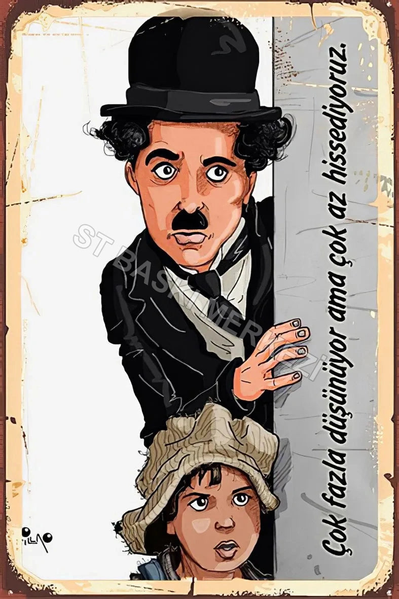 Çok Fazla Düşünüyor Çok Az Hissediyoruz Retro Ahşap Poster No:100