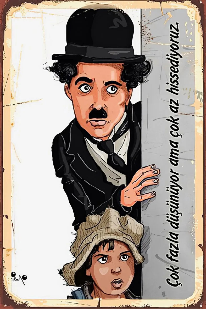 Çok Fazla Düşünüyor Çok Az Hissediyoruz Retro Ahşap Poster No:100