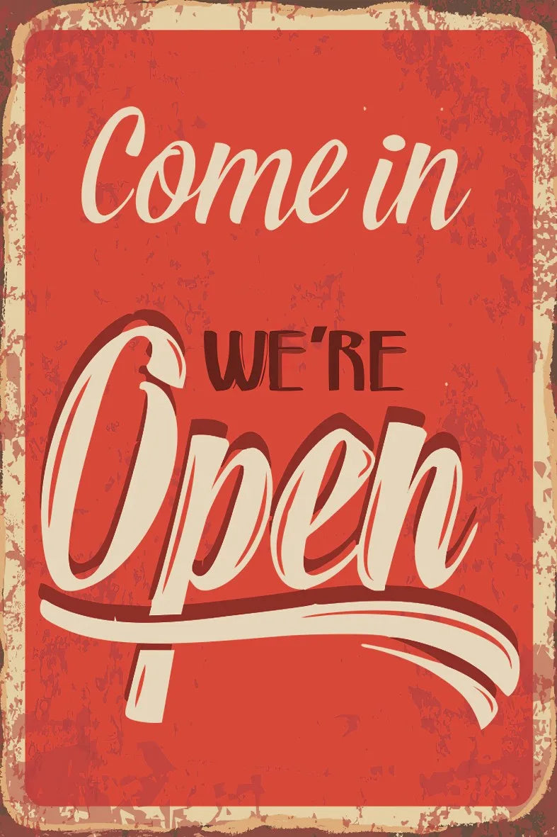 Come in We're Open Retro Ahşap Poster No:615