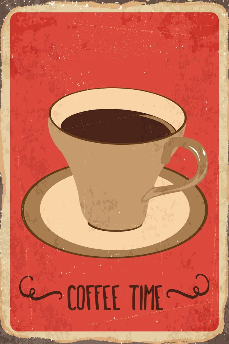 Coffee Time Retro Ahşap Poster No:616