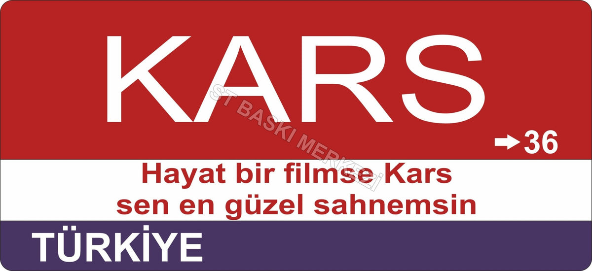 Kars Sokak Tabelası Ahşap Poster 11x24cm