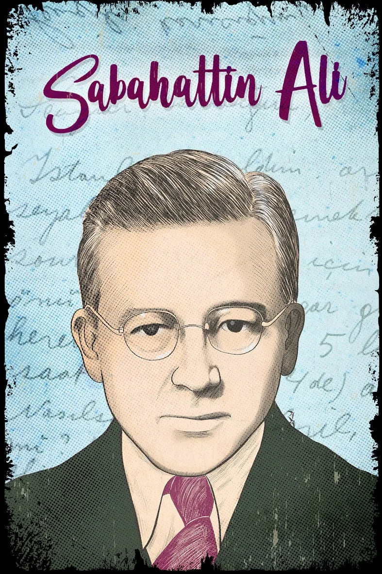 Sabahattin Ali Retro Ahşap Poster No:556
