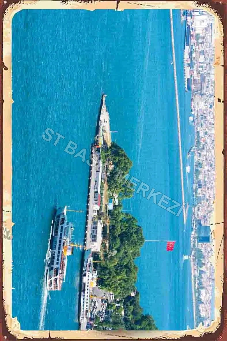 İstanbul Temalı Retro Ahşap Poster No:1089