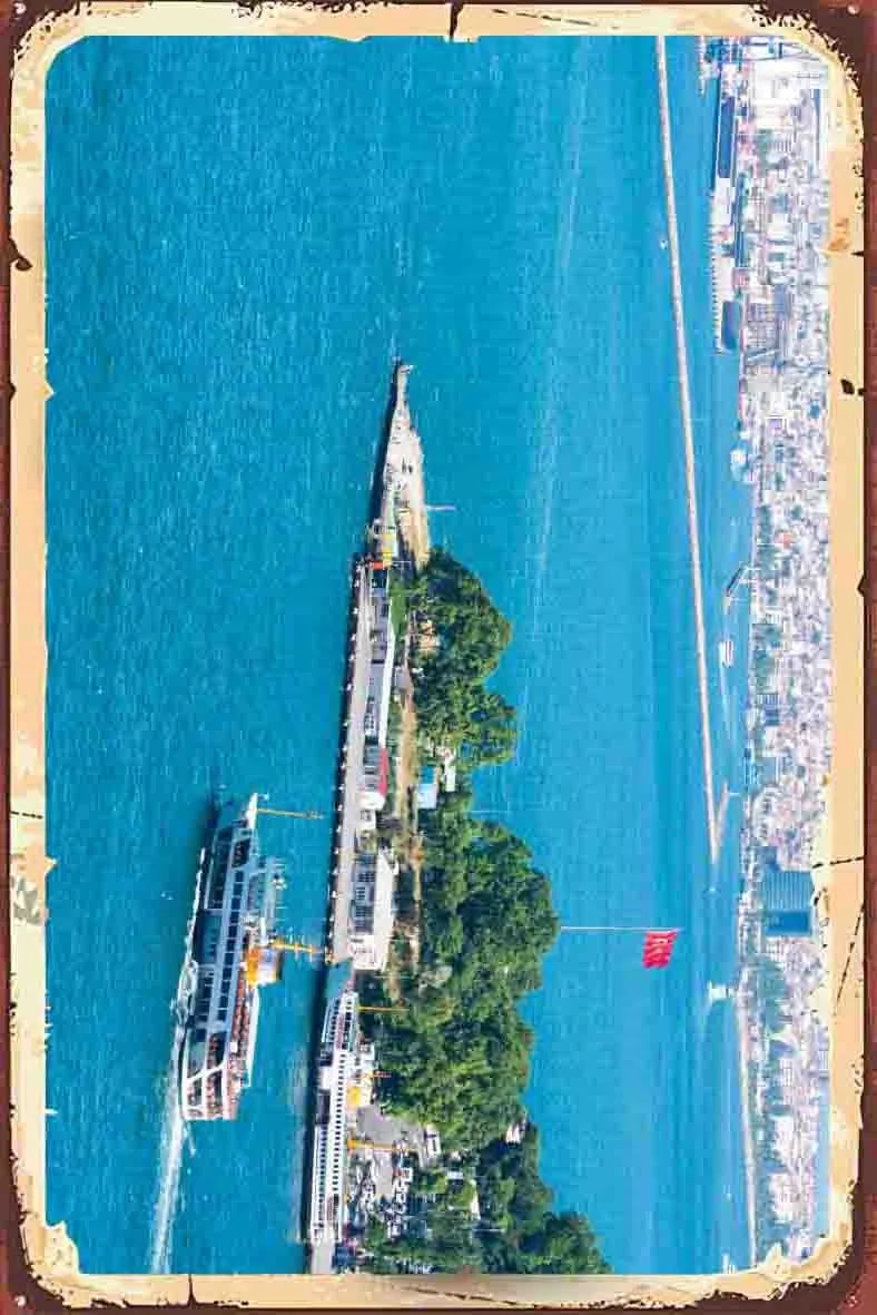 İstanbul Temalı Retro Ahşap Poster No:1089