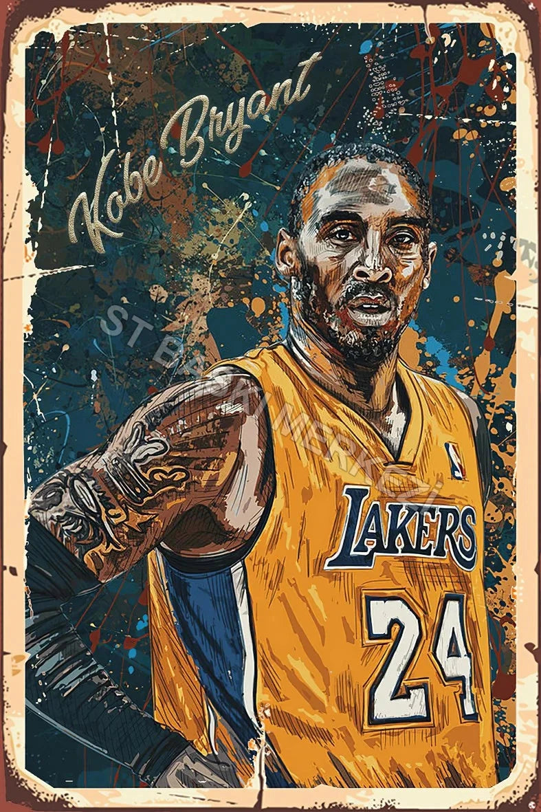 Kobe Bryant Retro Ahşap Poster No:468