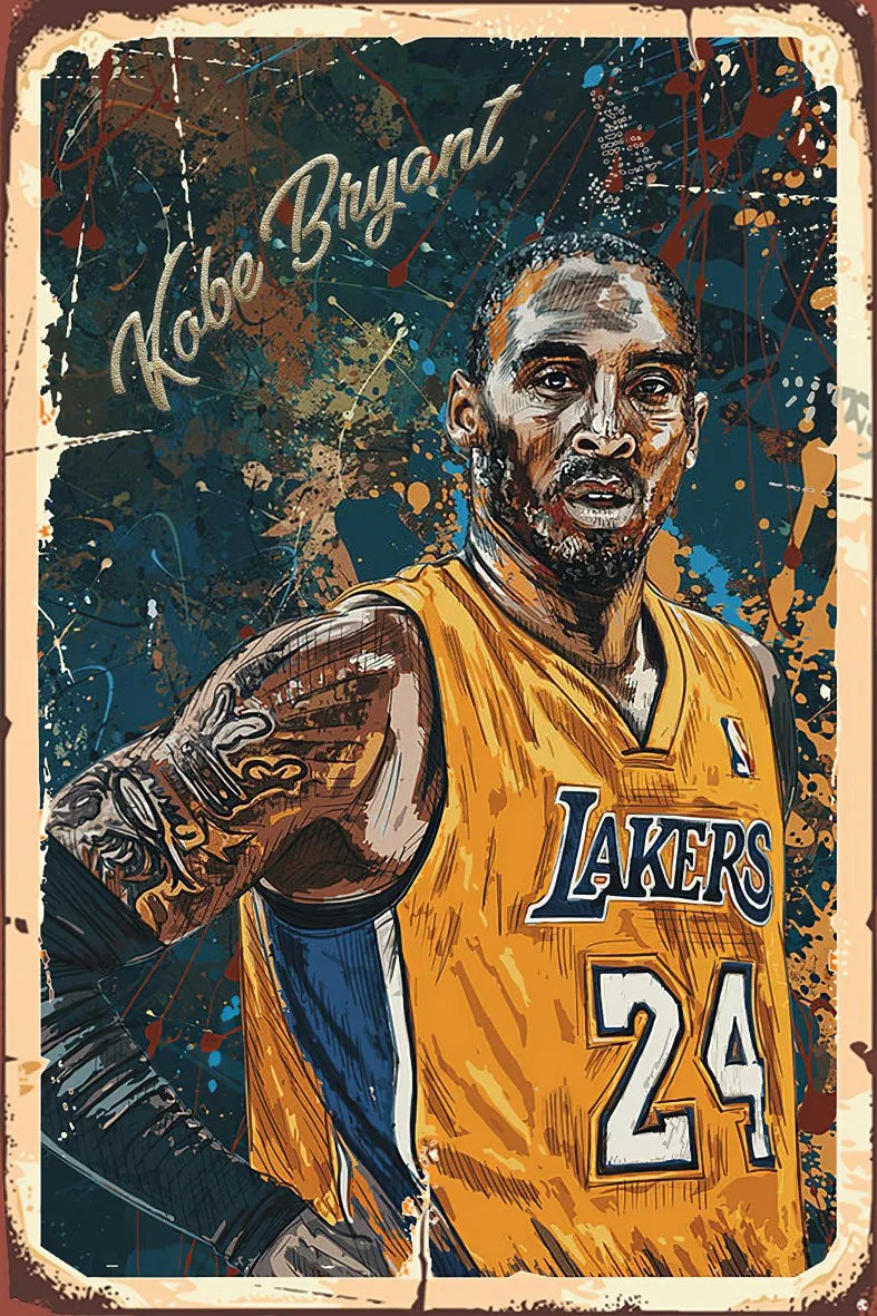 Kobe Bryant Retro Ahşap Poster No:468