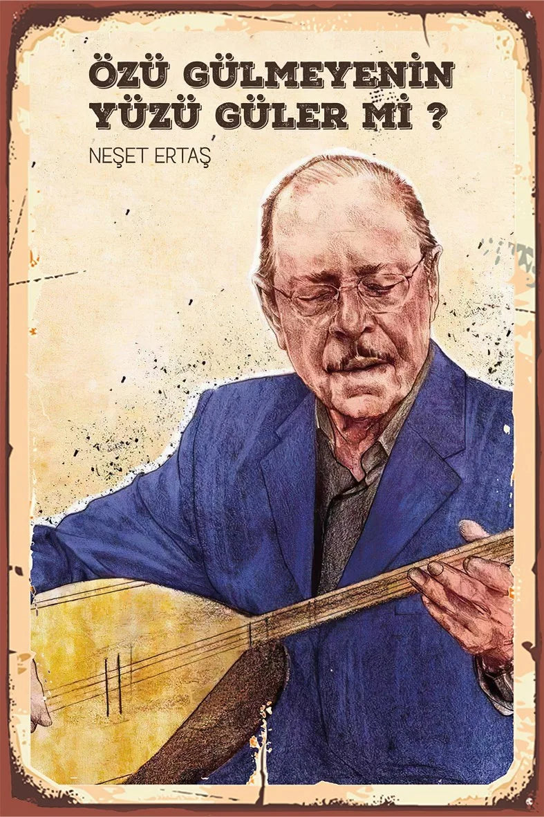 Neşet Ertaş Retro Ahşap Poster No:474